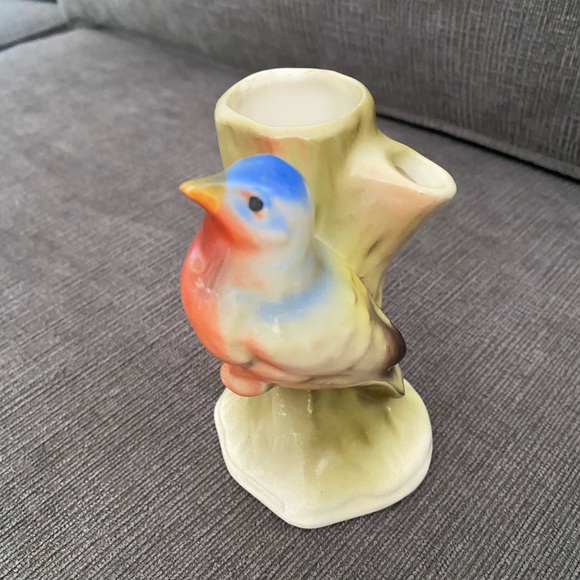 Vintage Bird Bud Vase Red Dime Mark Czech Pottery - Picture 3 of 9
